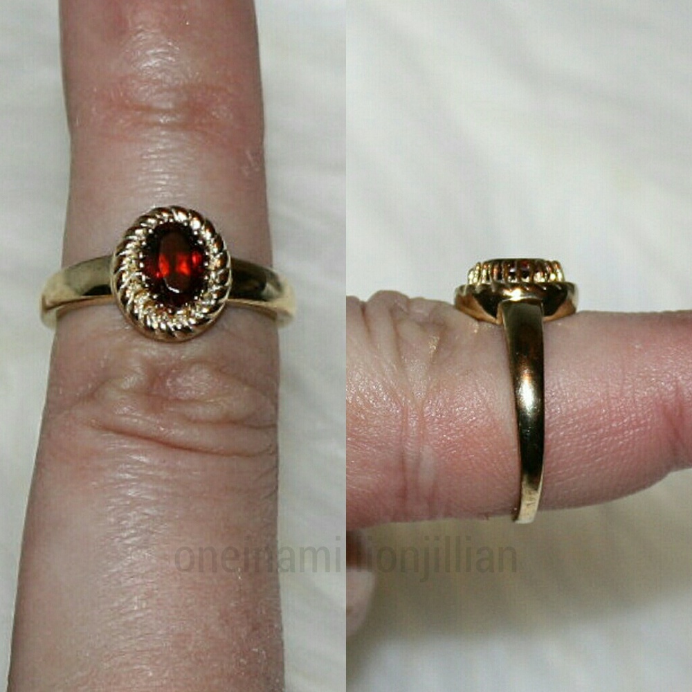 14k Gold Sterling JewelOnFire 1CT Garnet Ring - Picture 6 of 8